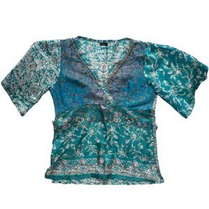 Natura Green Botanical Boho 100% Silk Top